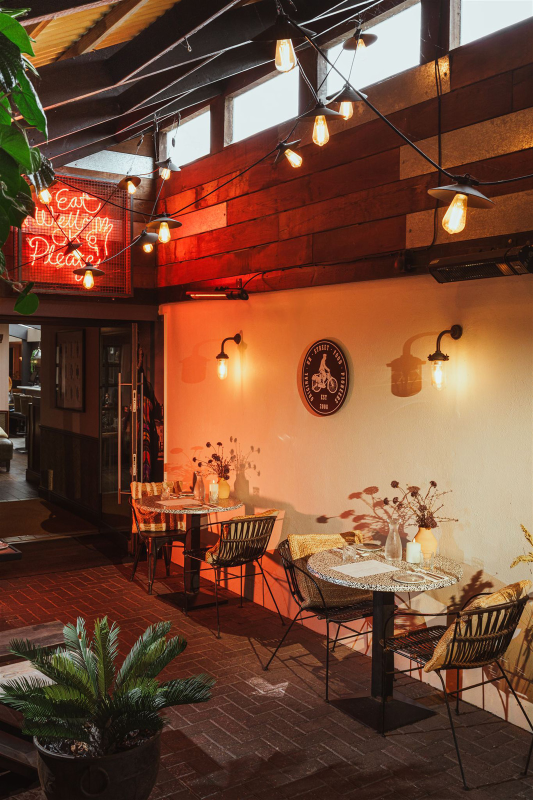 Dabbawal Indian restaurant outdoor heated dining space